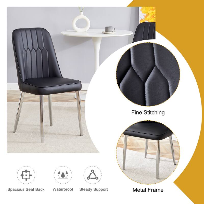Modern Dining Chairs with Comfortable PU Leather and Durable Metal Legs for Home and Office Use