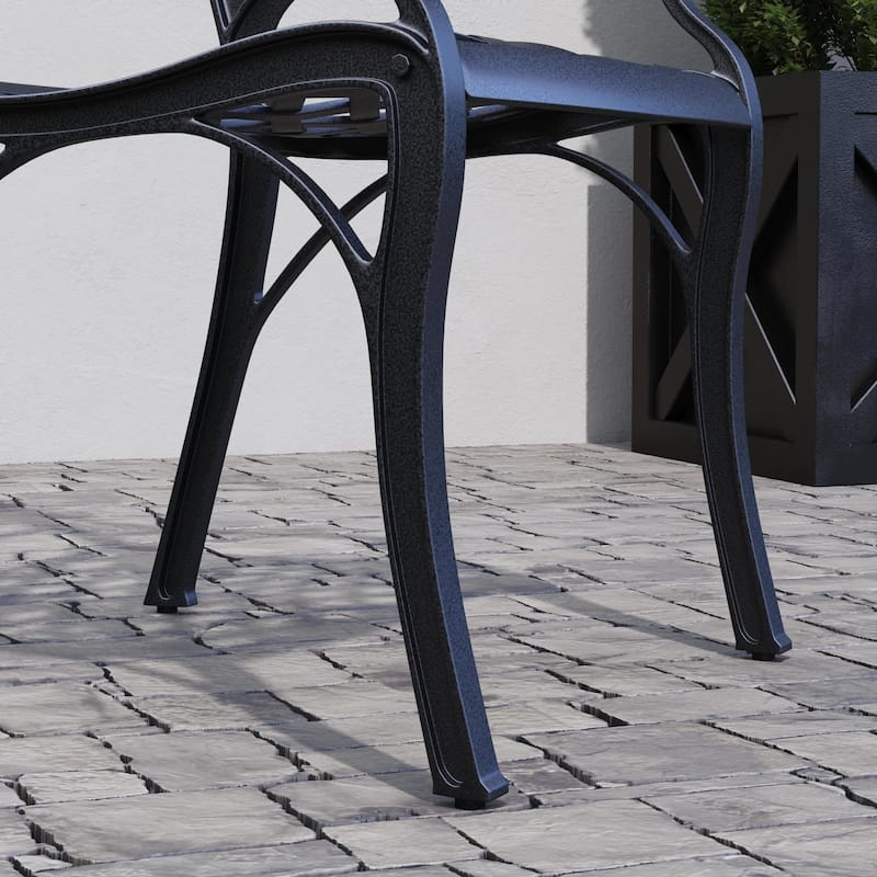 Sanibel Black Aluminum 7 Piece Outdoor Dining Set - 72" x 29" x 42"