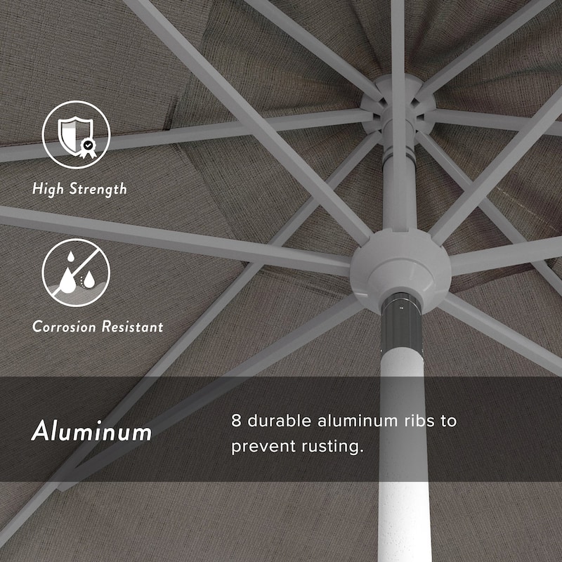 California Umbrella 11' Rd. Aluminum Market Umbrella, Crank Lift, Collar Tilt, Dbl Wind Vent, White Finish, Olefin Fabric