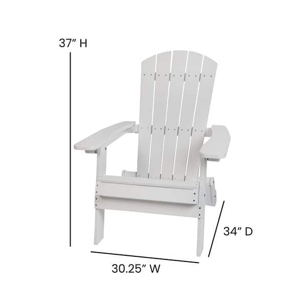 dimension image slide 1 of 7, Indoor/Outdoor Folding Adirondack Chairs with Cushions - Set of 2 - 30.25"W x 34"D x 37"H