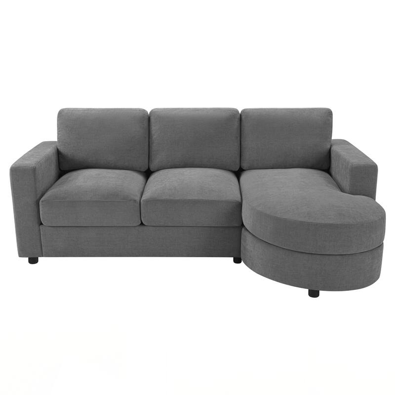 Modern Sectional Sofa 84.6" L-shaped Sofa Couch with a Curved Chaise Lounge