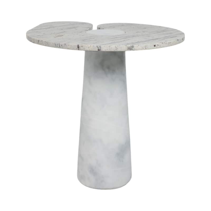 Granite And Marble Modern Round Side Table with Split-Top - 24" Ivory - 24" x 24" x 24"