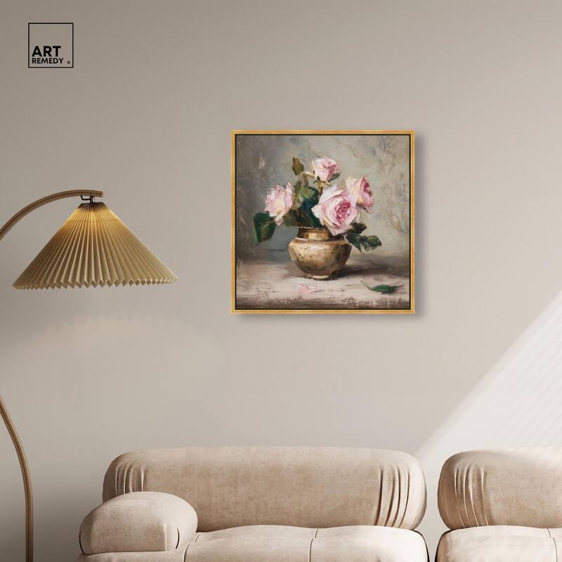 Pink Petals and Brass Canvas by Art Remedy