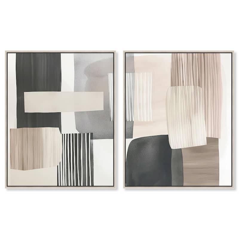 Floating Shapes II Canvas Set of 2 by Art Remedy - 36" x 45" - Silver
