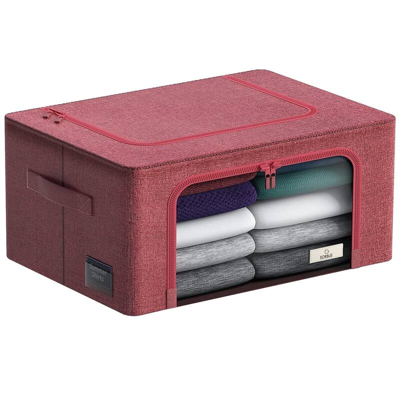 Storage bins with Window (Single) - 8'' H X 15.75'' W X 12'' D - Pink