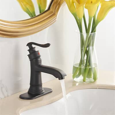 Matte Black Single-handle Bathroom Sink Faucet with Drain