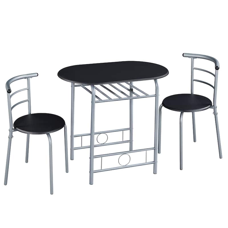 Yaheetech Modern Round Dining Table Set, 3 Piece Dining Room Sets for Kitchens, Apartments