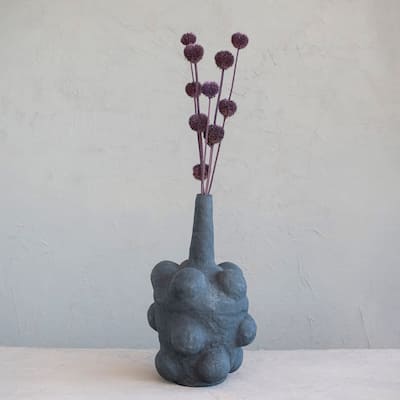 Handmade Paper Mache Bubble Vase with Distressed Finish