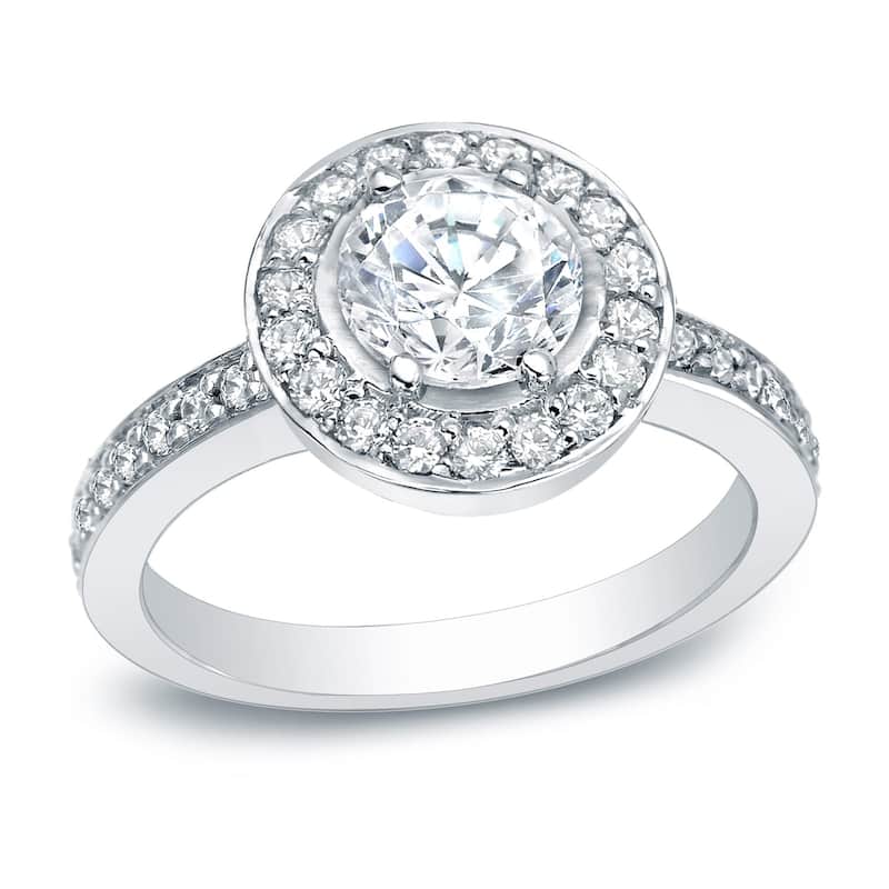 Auriya Platinum 1 1/2ctw Certified Halo Diamond Engagement Ring - 4
