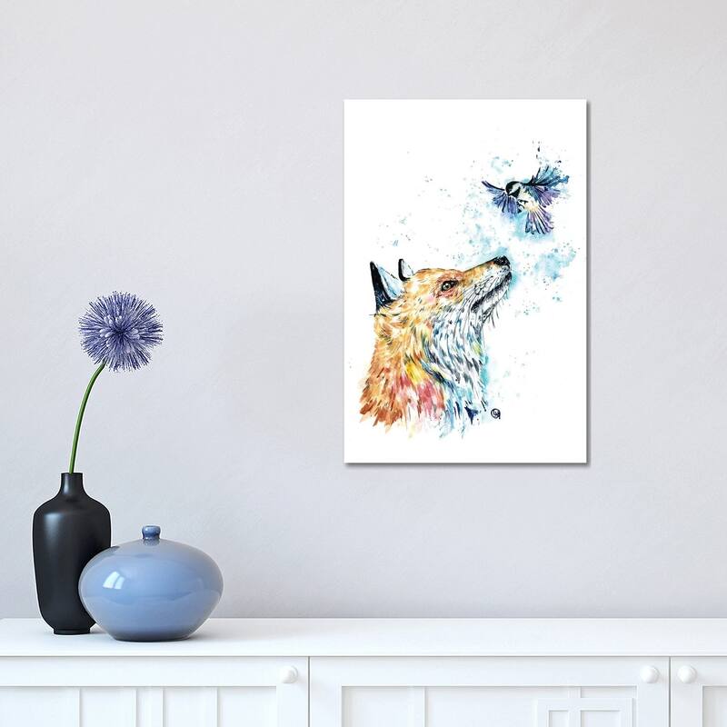 iCanvas "Fox and Chickadee" by Lisa Whitehouse Canvas Print - 18x12x1.5