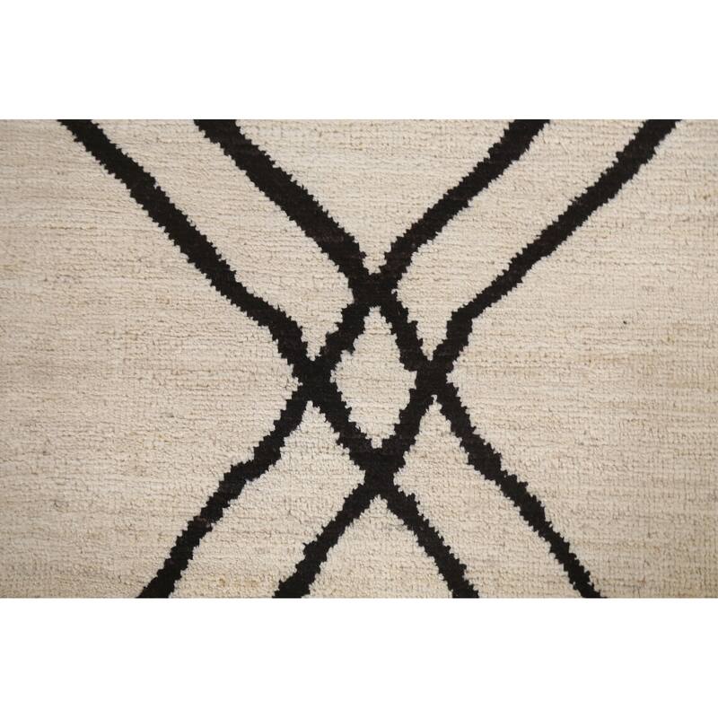 Vegetable Dye Moroccan Contemporary Area Rug Hand-knotted Wool Carpet - 6'5" x 9'9"