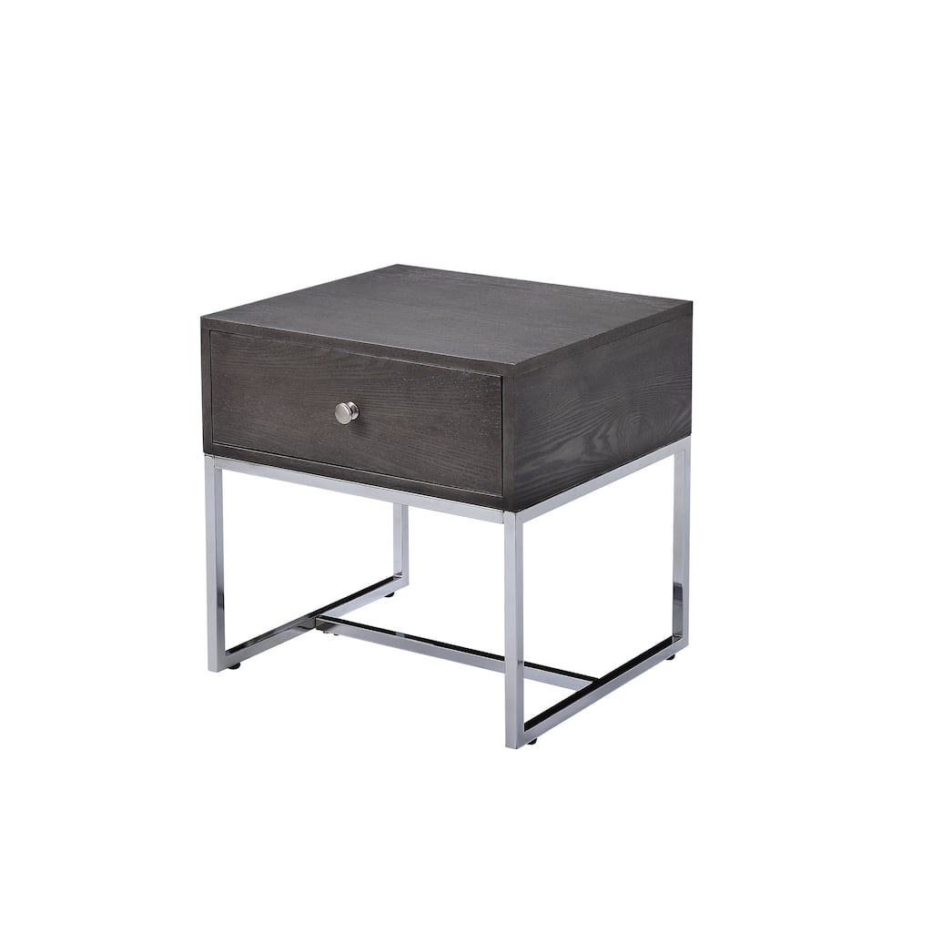 Iban Oak & Chrome Finish End Table Modern End Table Solutions,Compact End Table Collection
