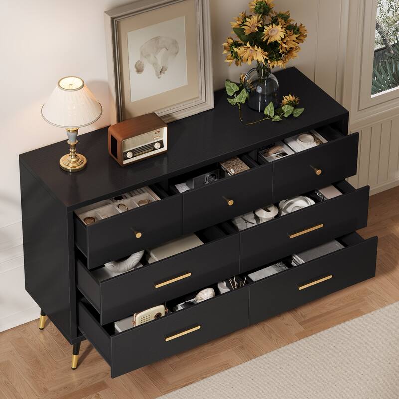Black 7-Drawer Dresser Chest,Modern Storage for Bedroom or Living Room