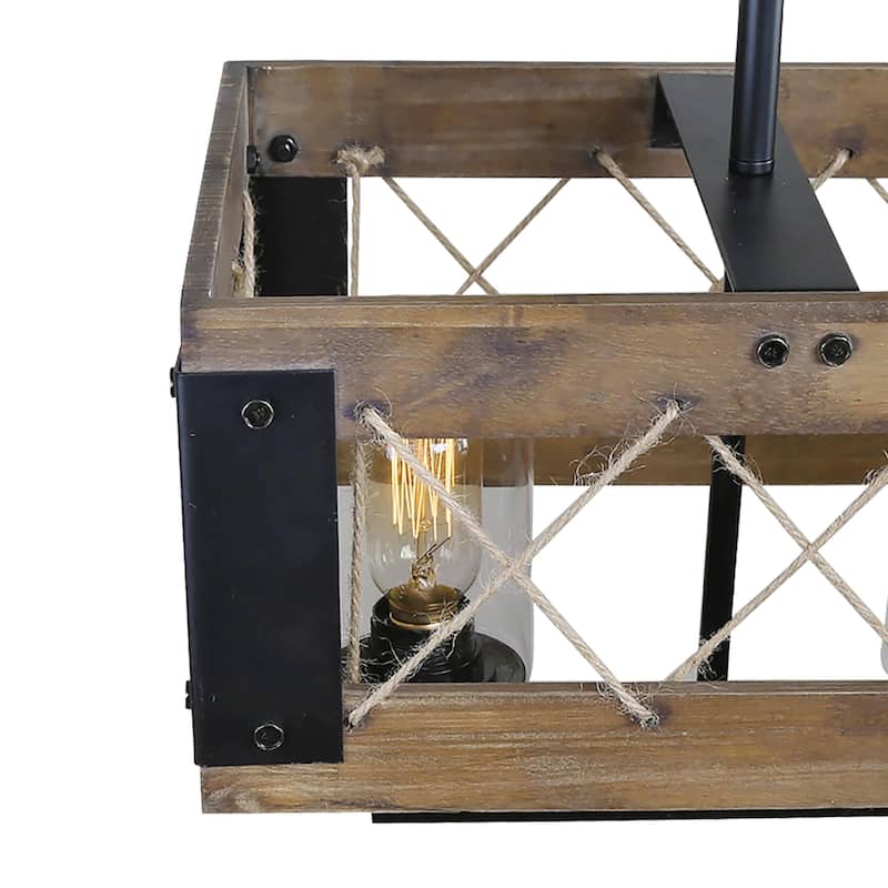 The Gray Barn 5-Light Farmhouse Rectangle Chandelier Rustic Island Lights - W31.9" * E10.6" * H10.2"