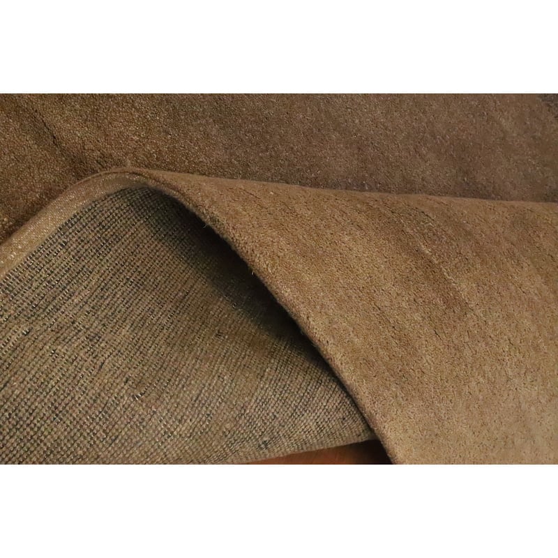 Hand Knotted Oriental 100% Wool Carpet Modern Stripe Brown Gabbeh Area Rug - 9' 9'' X 6' 6''