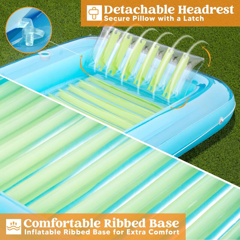 XL Inflatable Tanning Pool Lounge Float, 85" x 57" Extra Large Sun Tan Tub Adult Pool Floats Raft