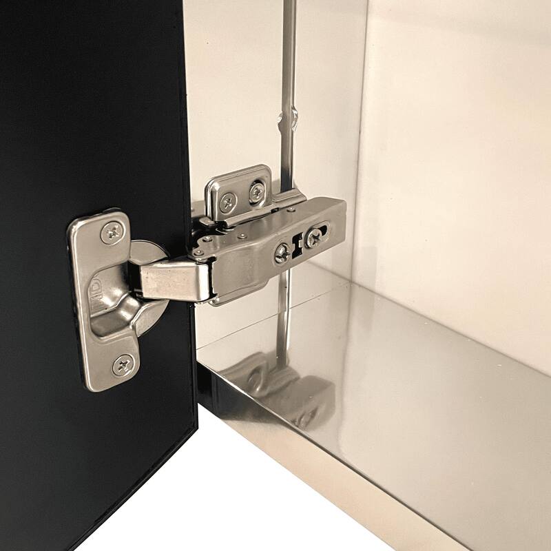 Medicine Cabinet Mirror, Wall-Mounted or Recessed Installation, Black Iron Powder Material, Removable Shelf for Bathroom