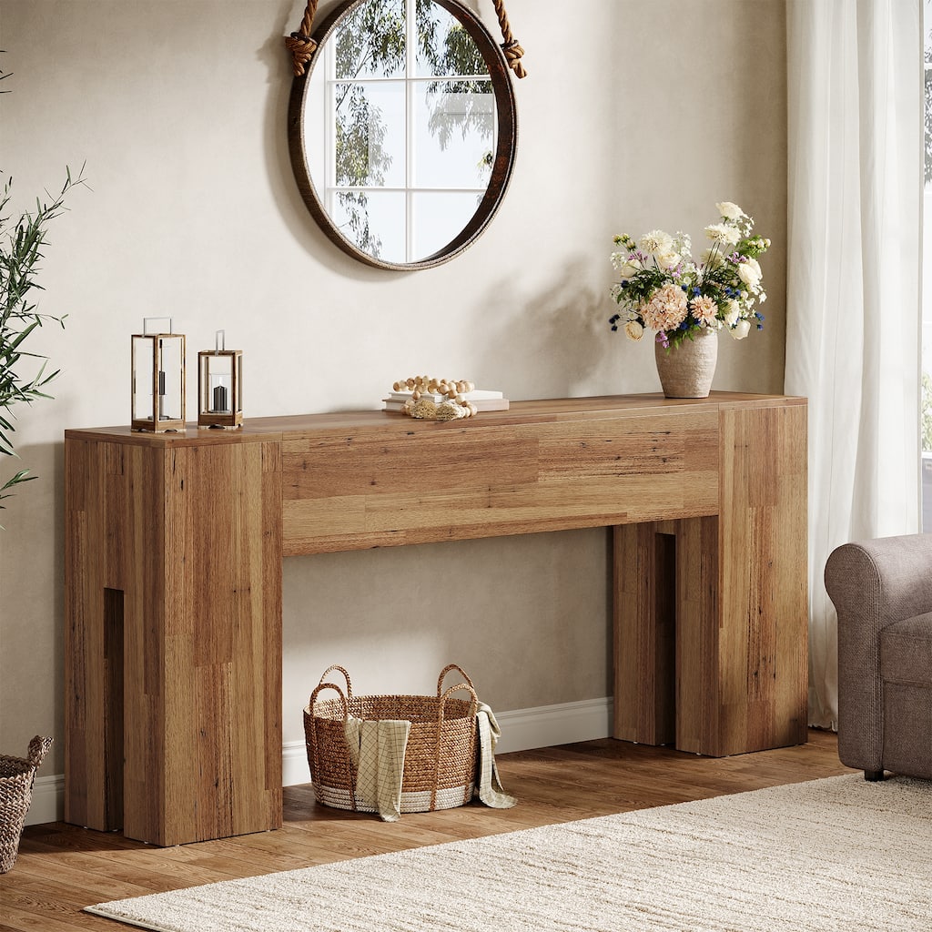 71" Farmhouse Console Table for Entryway, Hallway & Living Room - 13.78"Dx70.86"W×32.3"H