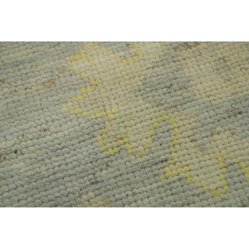 Vegetable Dye Wool Oushak Turkish Area Rug, Floral Geometric Carpet - 10' 1'' X 8' 3''