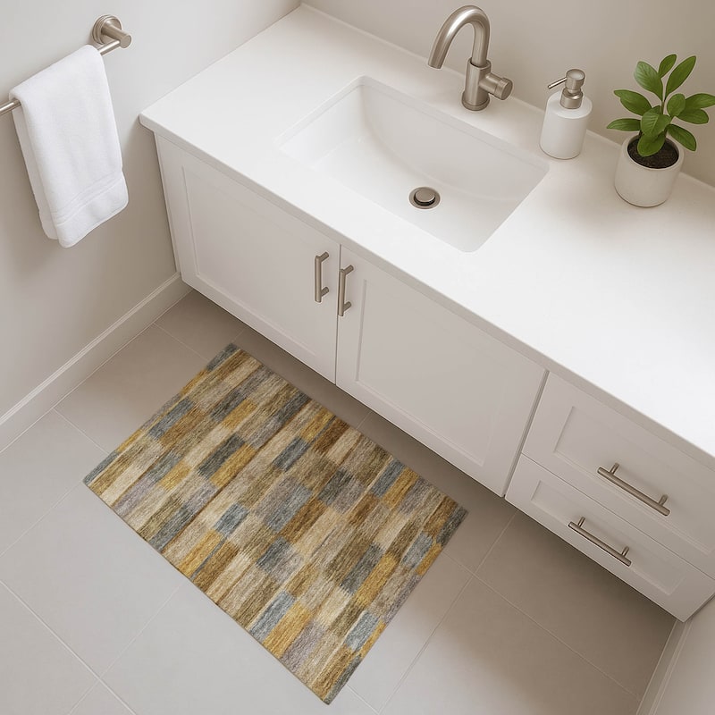 Premium Washable Super Soft Geo Stripe Mayfield Rug - Brown - 1'8" x 2'6"
