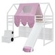 preview thumbnail 23 of 38, Twin Loft Bed with Play Tent, House Design, Slide & Ladder