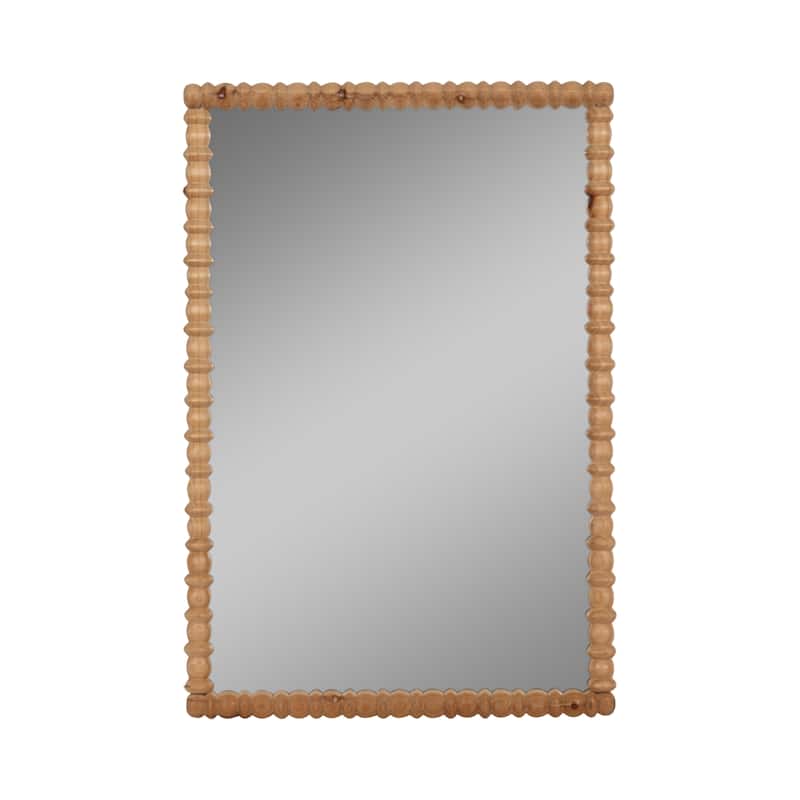 Sagebrook Home 30x44 Natural Carved Wood Wall Mirror with Fir Wood and MDF Frame for Stylish Reflections