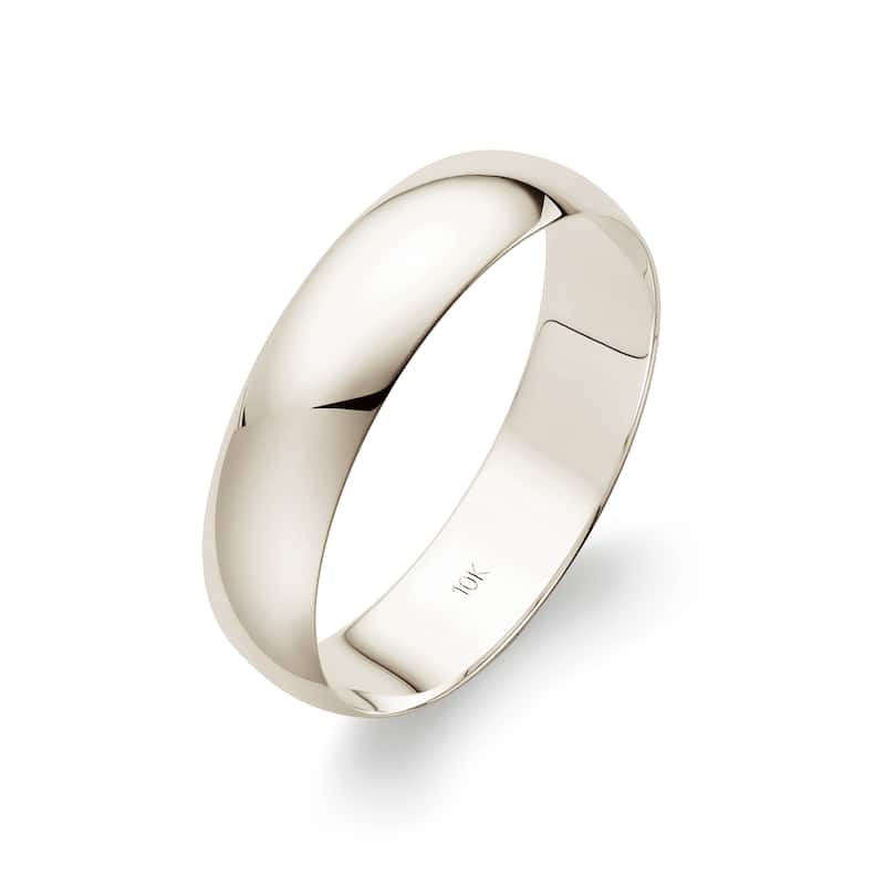 Clover White Gold High-Polish Classic Wedding Band - 7 (5mm) - 10k