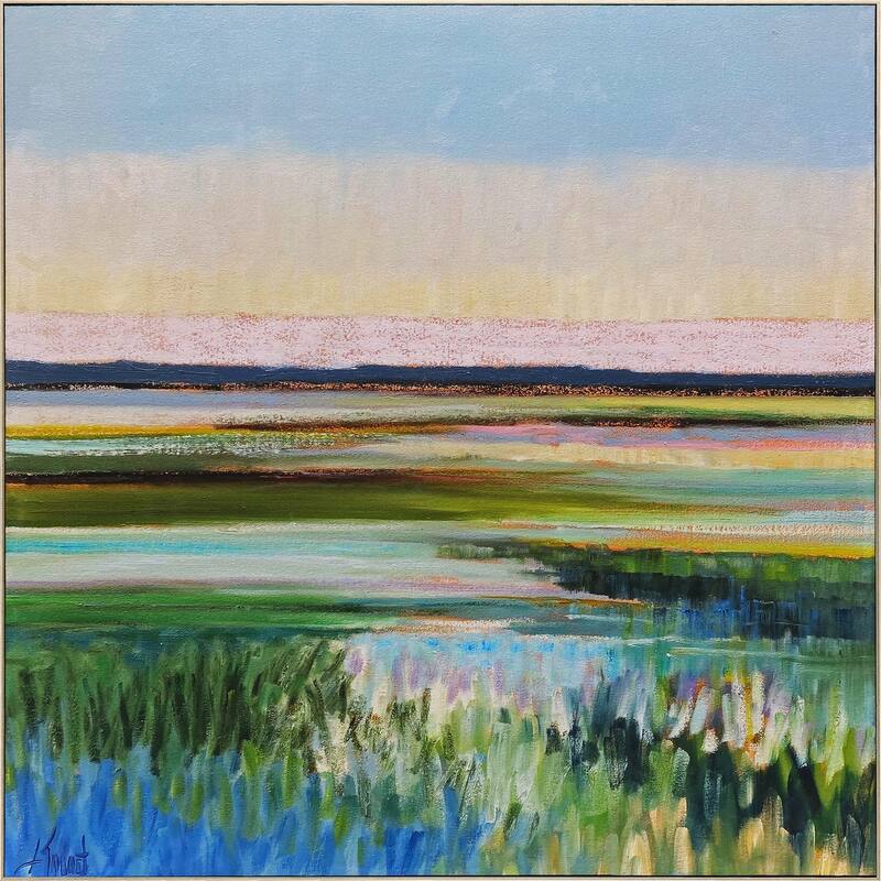 Tidal Waters Framed Art Giclee - No Glass - Blue - 37 X 37 X 3