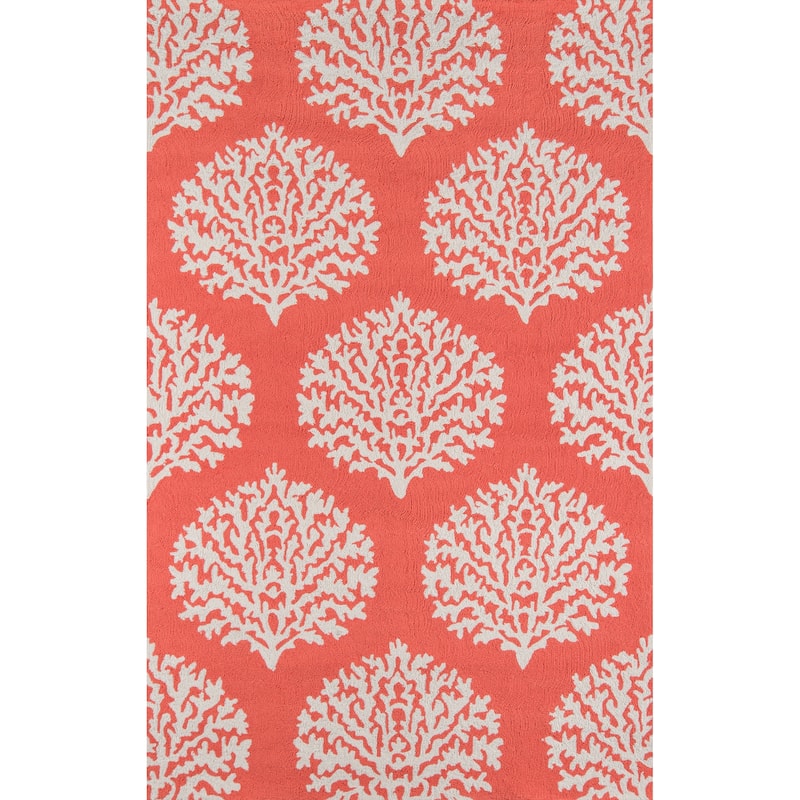 Momeni Veranda Hand Hooked Contemporary Damask Indoor Outdoor Rug