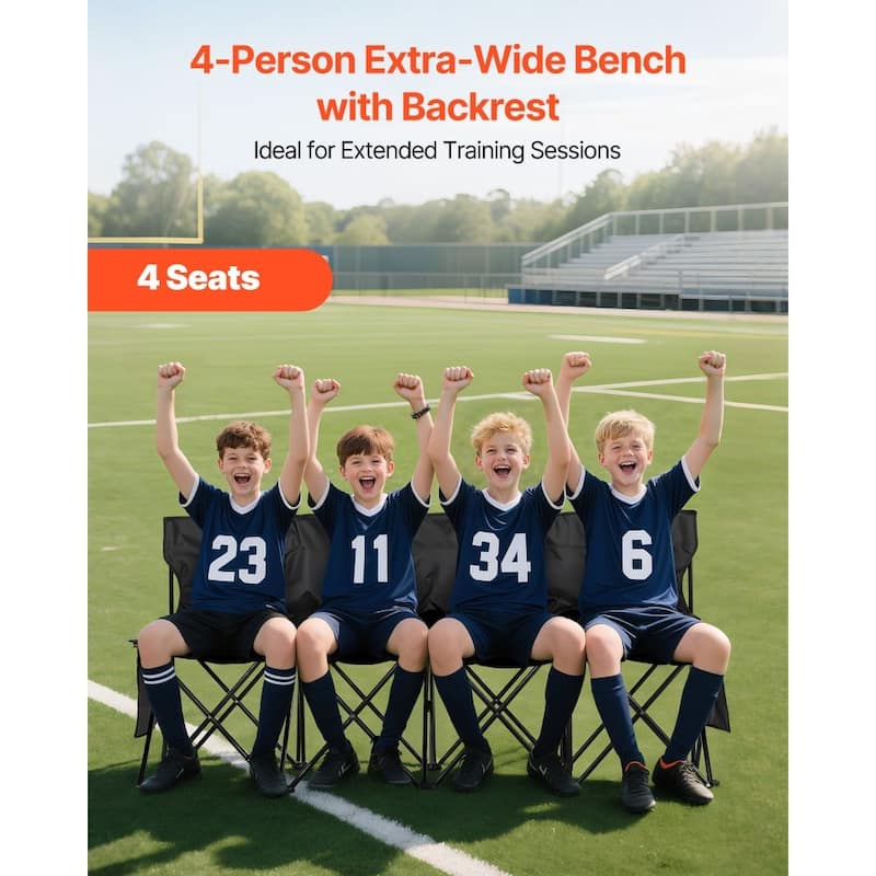 Foldable Team Bench with 600D Oxford Fabric Sturdy Iron Frame for Sports and Outdoor Use