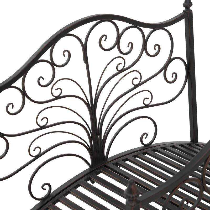 Outsunny 4’ Metal Arch Backyard Garden Bridge with Safety Siderails, Delicate Scrollwork, & Easy Assembly, Black Bronze