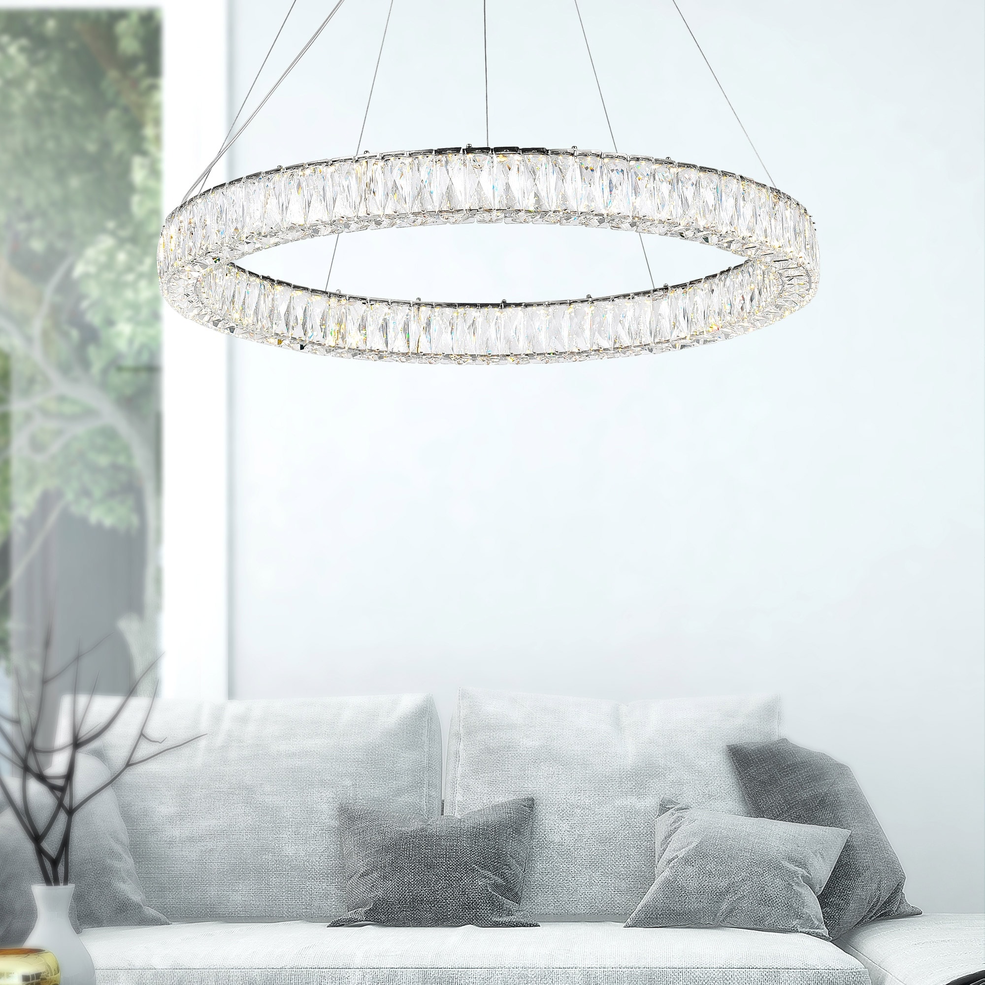 CWI Lighting Madeline Integrated LED 32in Chrome Chandelier