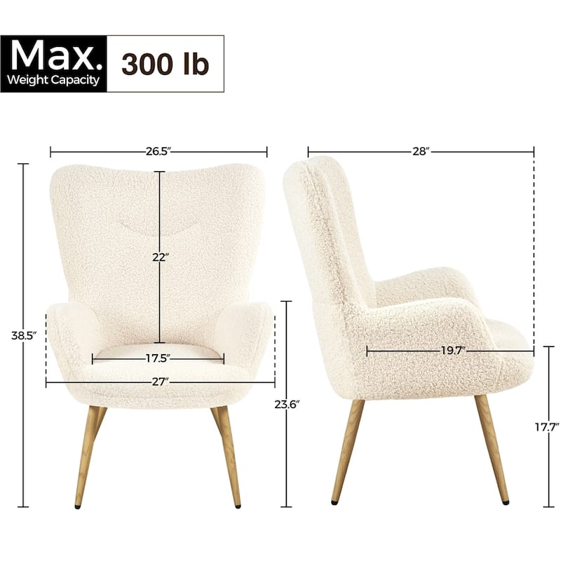Yaheetech Modern Boucle Accent Chair With Wood-tone Metal Legs - 27"'×28'"×38.5'"