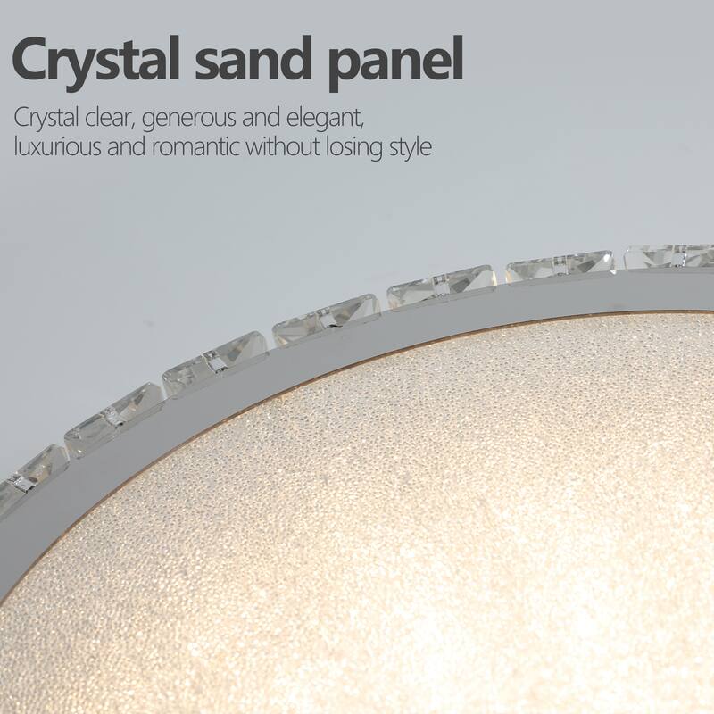 Crystal LED Ceiling Light, 13.8-Inch Flush Mount, 38W Dimmable Modern Fixture, Perfect for Living Room, Bedroom - Chrome