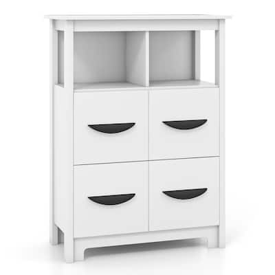 Gymax 24'' Floor Cabinet w/ 2 Open Compartments & 2 Drawers