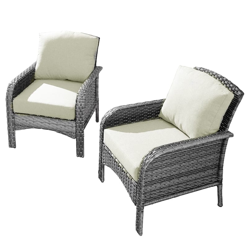 HOOOWOOO 2-piece Wicker Rattan Outdoor Patio Furniture Chair Set