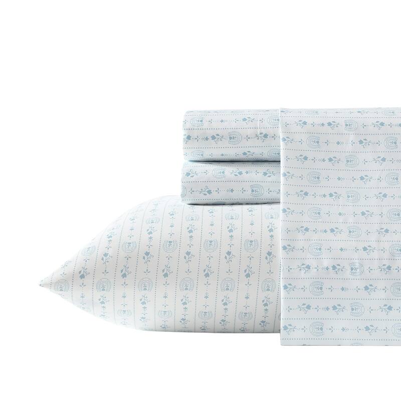 Wrangler Printed Novelty Sheet Sets - Pretty Shoe Stripe Blue - Full