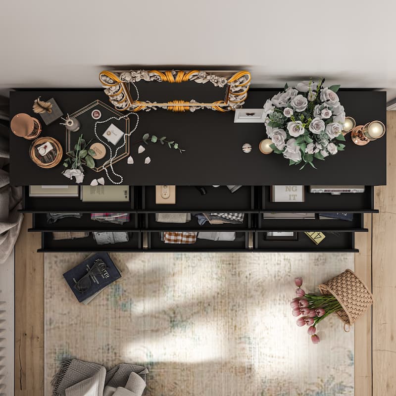 63"W 9 Drawer Dresser Accent Dresser for Living Room Bedroom Chest