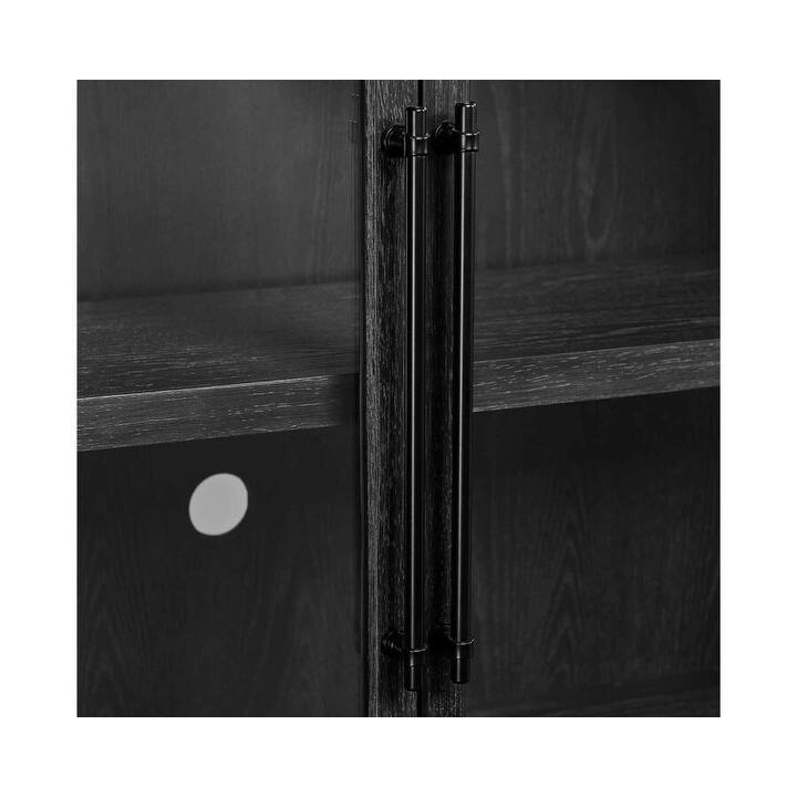 Modern, Contemporary Wood 70" Console with glass doors, TV Stand, Accent Cabinet, Fully Assembled, Black - 70"W x 32"H x 15"D