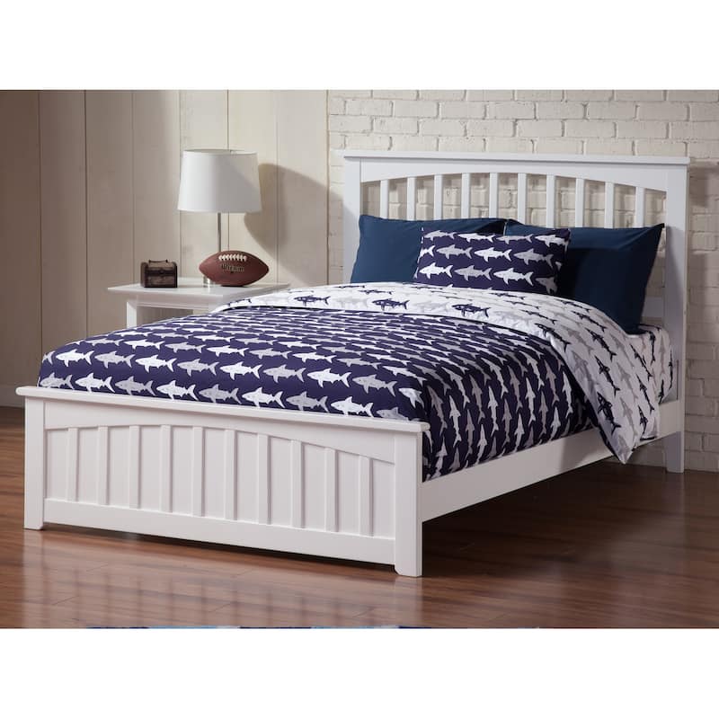 Mission Full Foundation Bed Frame with Matching Footboard in White