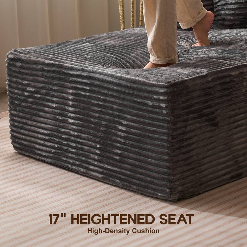 OVIOS All-Foam Plush L-Shaped Sofa​