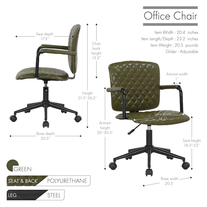 Porthos Home Nels Adjustable PU Leather Swivel Office Chair