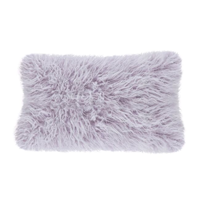 Mongolian Shaggy Faux Fur Throw Pillow - 12 x 20 - Lavender