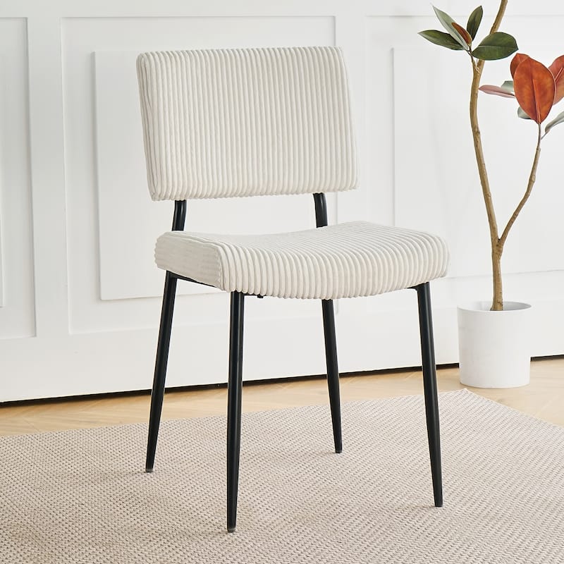 Modern beige simple velvet dining chair fabric upholstered chair Family bedroom stool back dressing, black round table set, chai