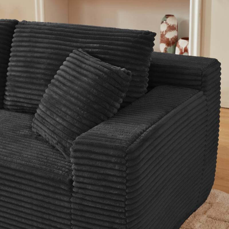 103.2" L-Shaped Corduroy Sectional Sofa, No Assembly Required