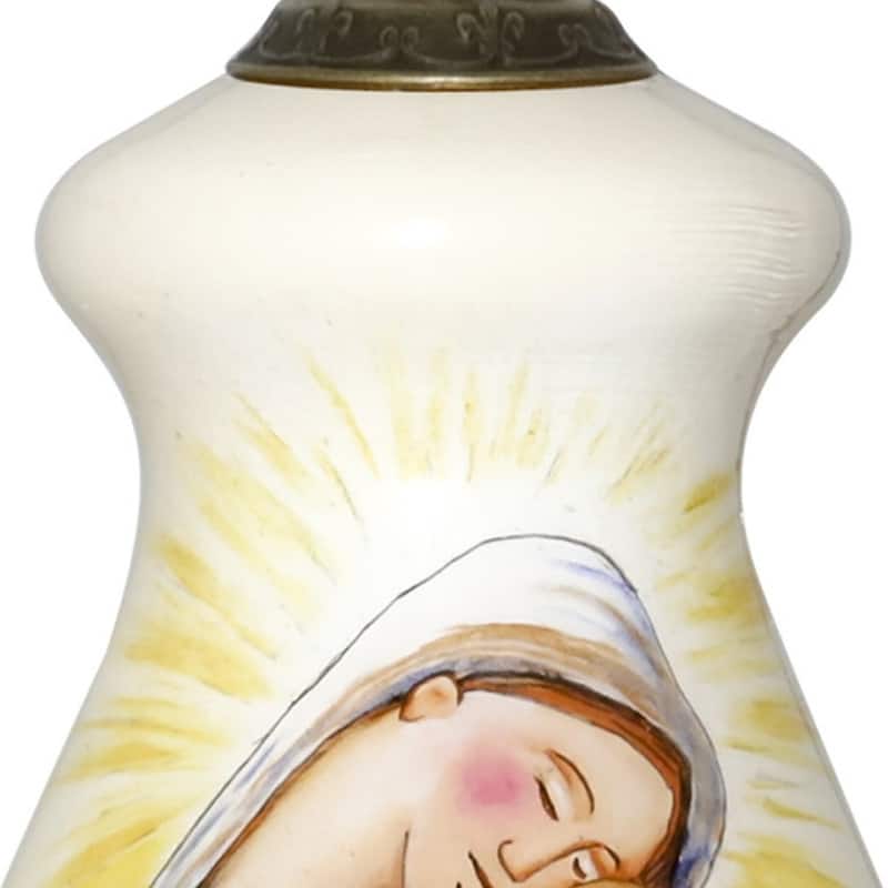 Mother Mary with Baby Hand Painted Mouth Blown Glass Ornament - 5" x 2.25" x 2.25"