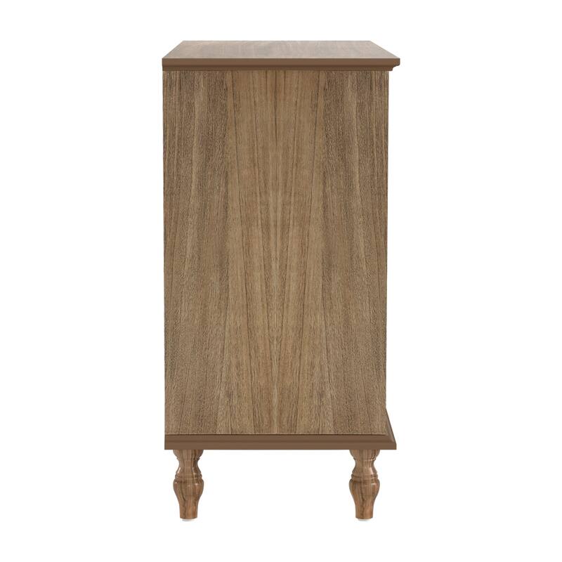 Rustic Wooden 4-Drawer Storage Chest with Metal Knobs and Solid Wood Feet by GDFStudio
