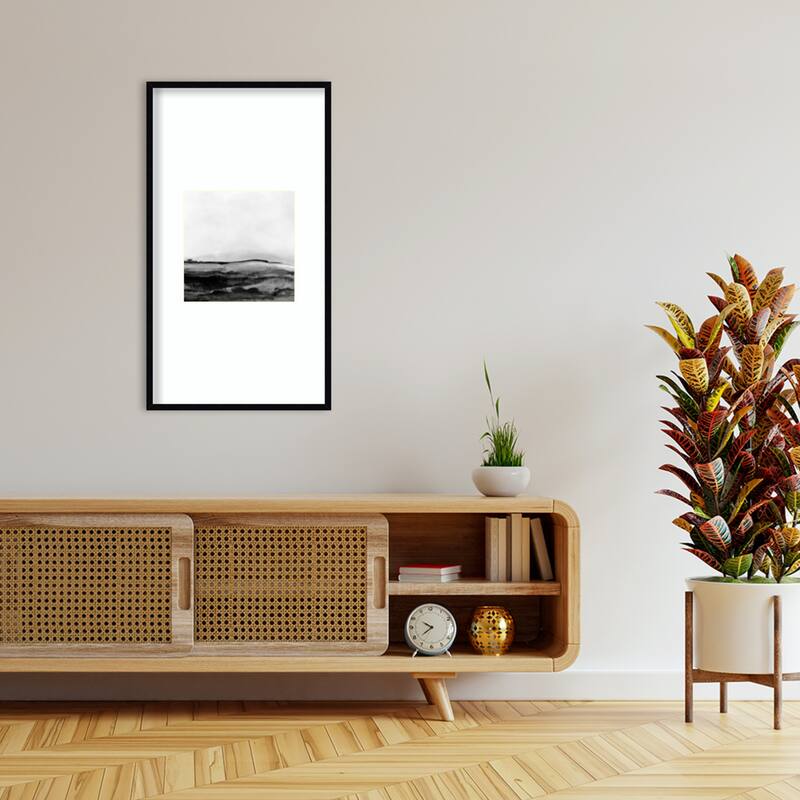 Mono Landscape No. 1 by Dan Hobday Wood Framed Wall Art Print - Svelte Noir Black