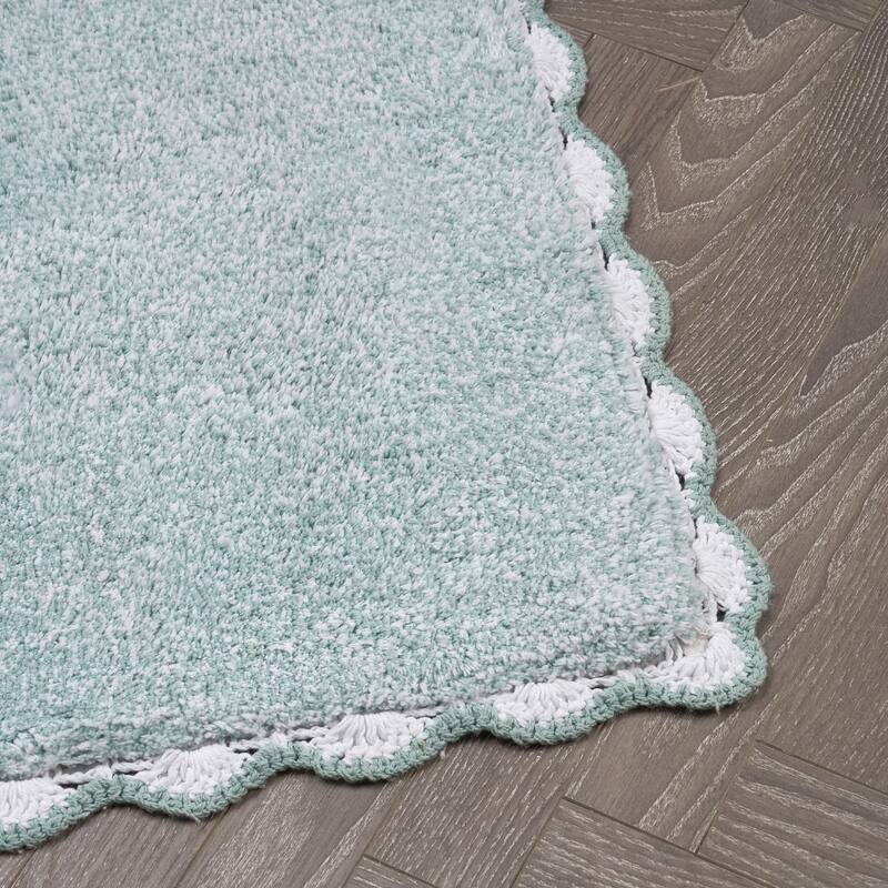Laura Ashley Heathered Crochet Border Bath Rug