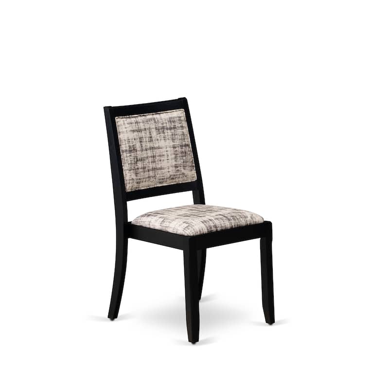 East West Furniture Dining Set Includes a Round Table & Stackable Dining Chairs, Black (Pieces & Seat Type Options)